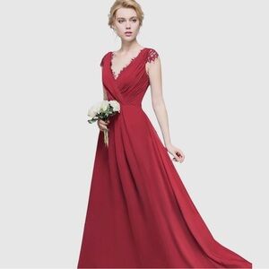 NEW! JJ’s House Chic Cinnamon Rose Chiffon Lace Formal Party Dress Size 8 NWT!